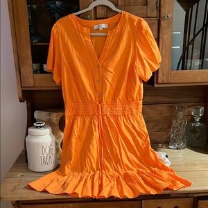 Orange Button-Down Dress